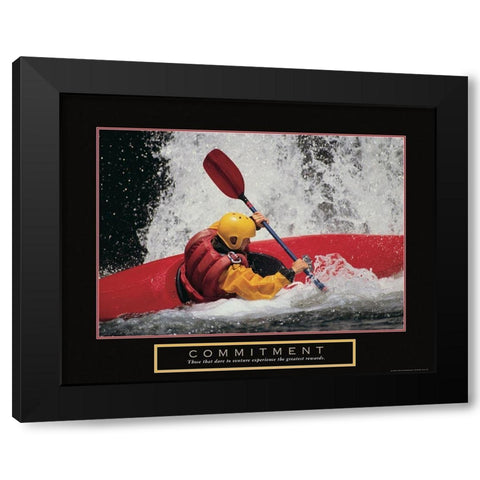 Commitment - Kayaker Black Modern Wood Framed Art Print with Double Matting by Frontline