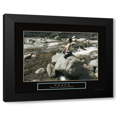 Peace - Yoga Black Modern Wood Framed Art Print by Frontline