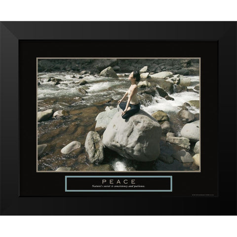 Peace - Yoga Black Modern Wood Framed Art Print by Frontline