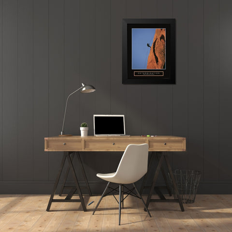 Determination - Climber Black Modern Wood Framed Art Print by Frontline