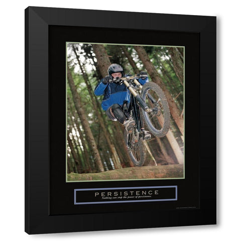 Persistence - Dirt Bike Black Modern Wood Framed Art Print with Double Matting by Frontline