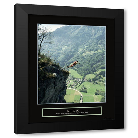 Risk - Parachuter Black Modern Wood Framed Art Print with Double Matting by Frontline