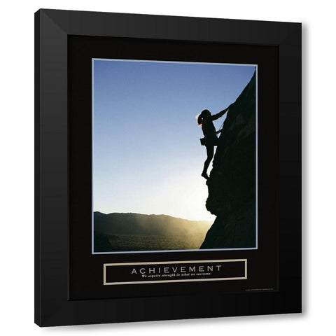 Achievement - Female Climber Black Modern Wood Framed Art Print with Double Matting by Frontline