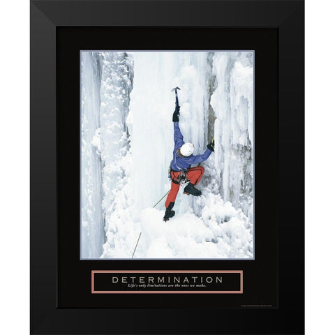 Determination - Ice Climber Black Modern Wood Framed Art Print by Frontline