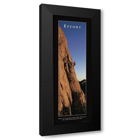 Effort - Rock Climber Black Modern Wood Framed Art Print with Double Matting by Frontline