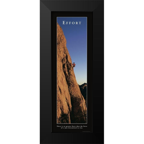 Effort - Rock Climber Black Modern Wood Framed Art Print by Frontline