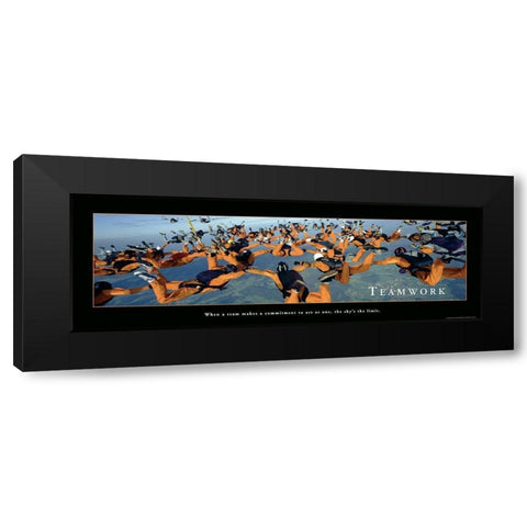 Teamwork - Skydivers Black Modern Wood Framed Art Print with Double Matting by Frontline