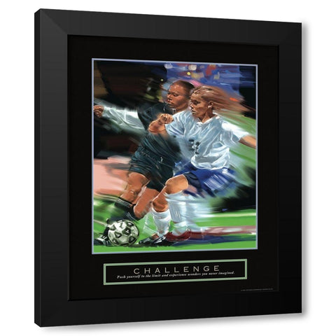 Challenge - Soccer Black Modern Wood Framed Art Print by Frontline