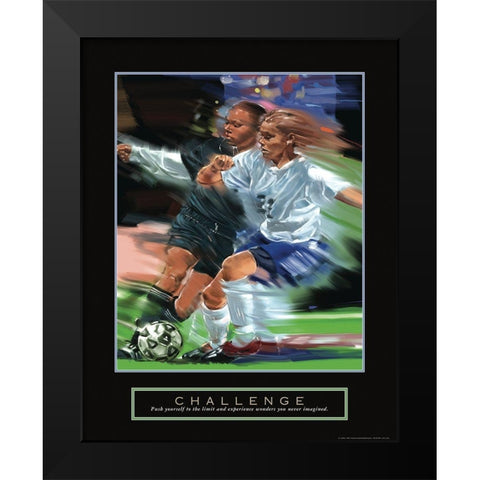 Challenge - Soccer Black Modern Wood Framed Art Print by Frontline