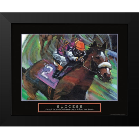 Success - Jockey Black Modern Wood Framed Art Print by Frontline