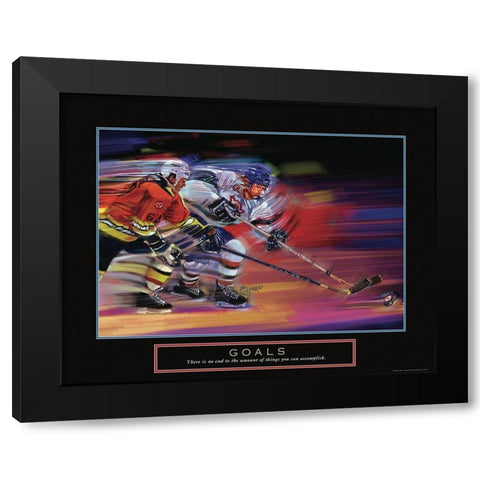 Goals - Hockey Black Modern Wood Framed Art Print by Frontline