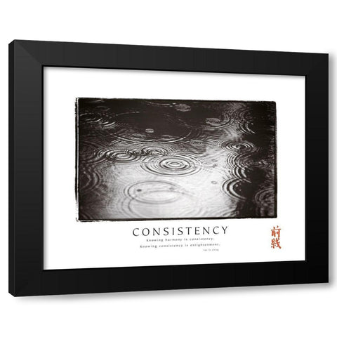 Consistency - Raindrops Black Modern Wood Framed Art Print with Double Matting by Frontline