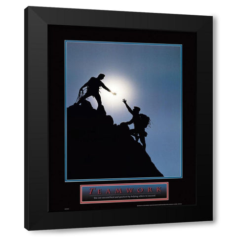 Teamwork - Climbers Black Modern Wood Framed Art Print by Unknown