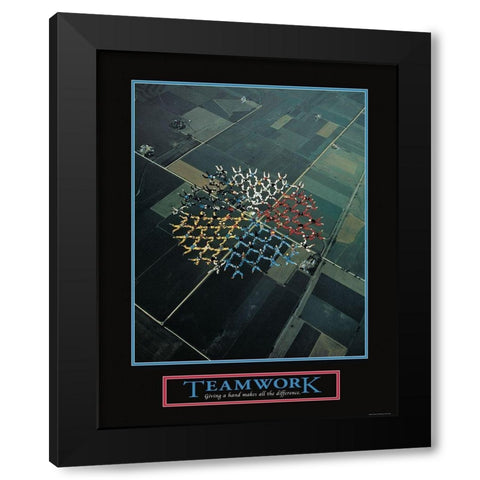 Teamwork - Skydivers Black Modern Wood Framed Art Print with Double Matting by Frontline