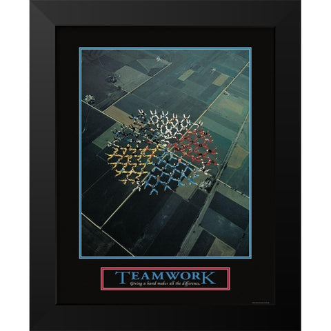 Teamwork - Skydivers Black Modern Wood Framed Art Print by Frontline