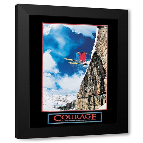 Ski - Courage Black Modern Wood Framed Art Print with Double Matting by Unknown