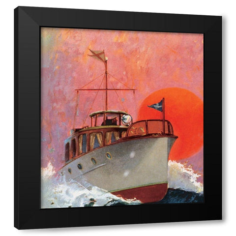 Motor Boating I Black Modern Wood Framed Art Print by Unknown