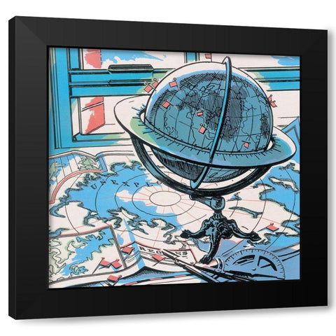 Globe Master Black Modern Wood Framed Art Print by Unknown