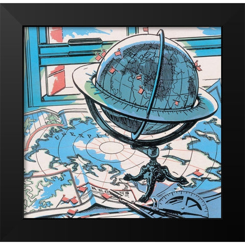 Globe Master Black Modern Wood Framed Art Print by Unknown