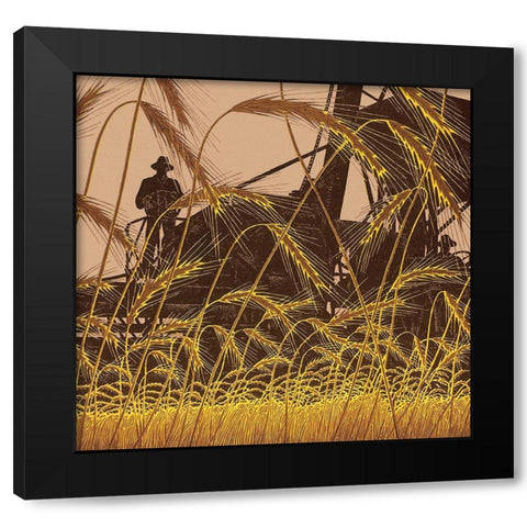 Wheat Black Modern Wood Framed Art Print with Double Matting by Unknown