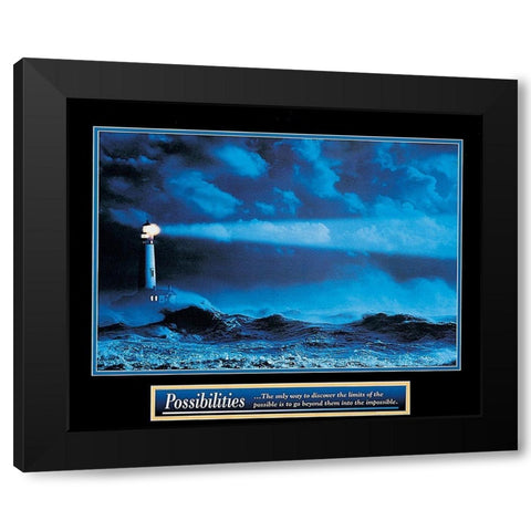 Lighthouse - Possibilities Black Modern Wood Framed Art Print with Double Matting by Unknown