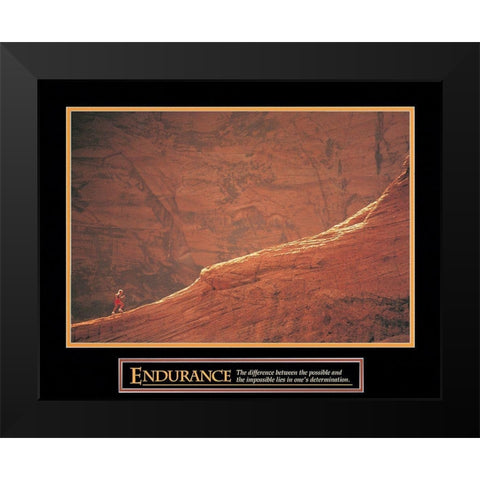 Endurance - Red Rocks Climb Black Modern Wood Framed Art Print by Unknown