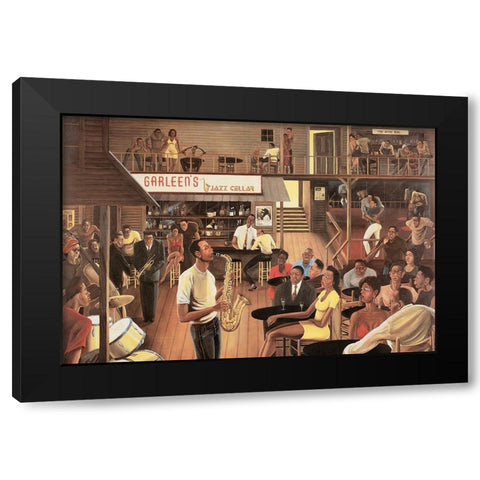 Jazz Cellar Black Modern Wood Framed Art Print by Unknown