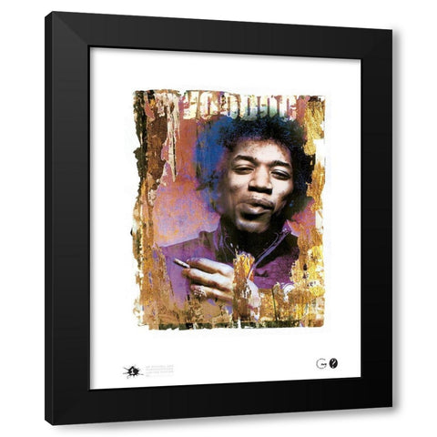 Jimi Voodoo Black Modern Wood Framed Art Print by Frontline