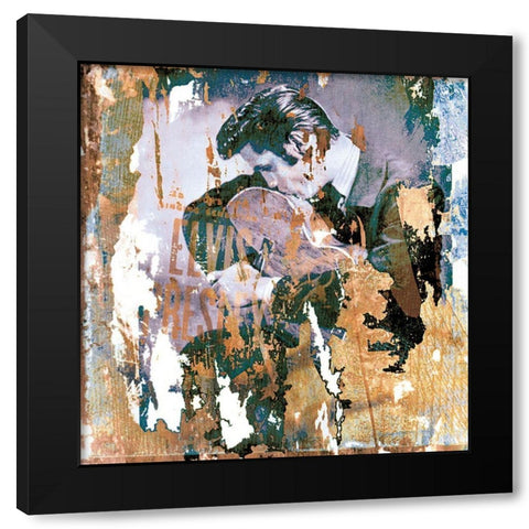Elvis Kiss Black Modern Wood Framed Art Print with Double Matting by Unknown