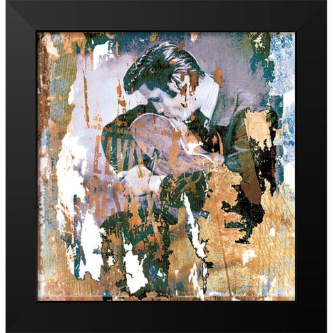 Elvis Kiss Black Modern Wood Framed Art Print by Unknown