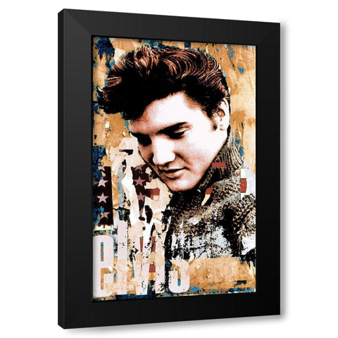 Elvis Slick Black Modern Wood Framed Art Print by Unknown