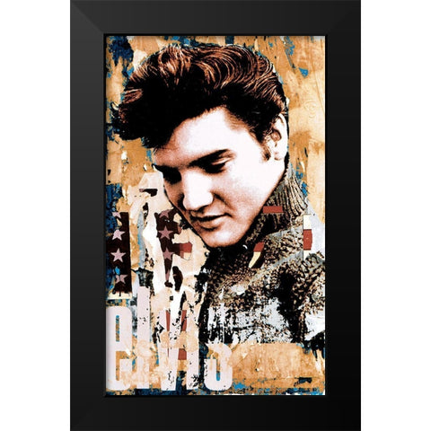 Elvis Slick Black Modern Wood Framed Art Print by Unknown