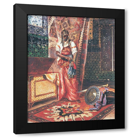 Warrior I Black Modern Wood Framed Art Print with Double Matting by Unknown