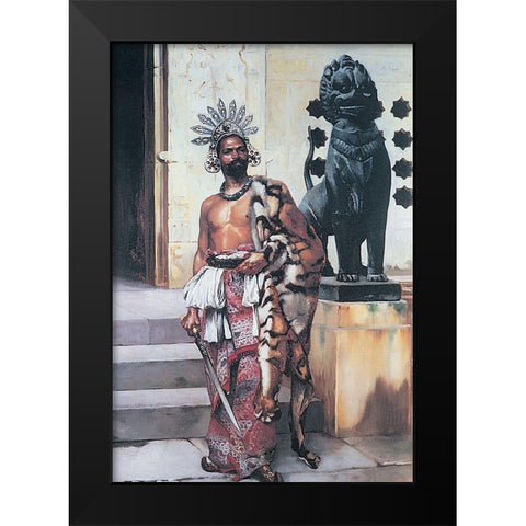 Warrior II Black Modern Wood Framed Art Print by Unknown