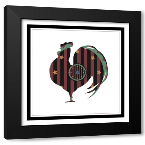 Hex Rooster Black Modern Wood Framed Art Print with Double Matting by Unknown