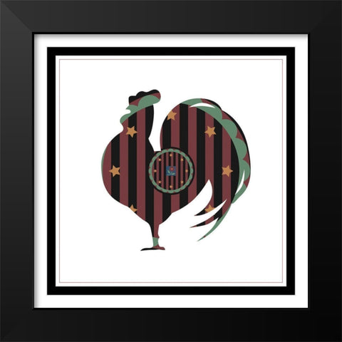 Hex Rooster Black Modern Wood Framed Art Print by Unknown