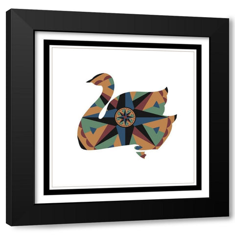 Hex Swan Black Modern Wood Framed Art Print with Double Matting by Unknown
