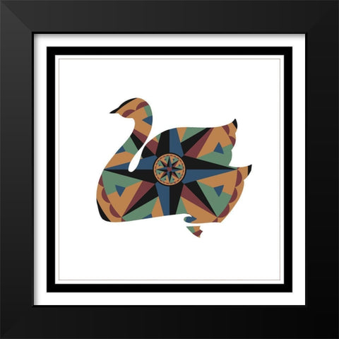 Hex Swan Black Modern Wood Framed Art Print by Unknown