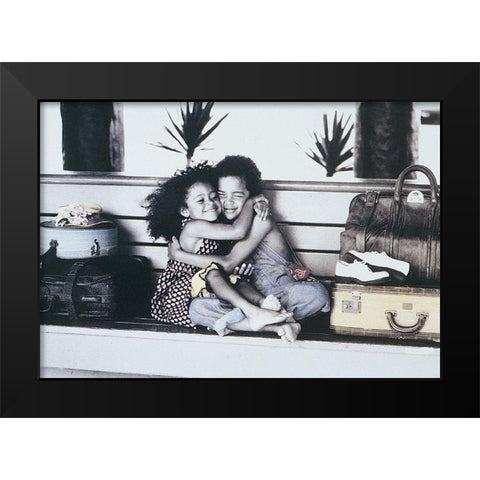 Two Kids II Black Modern Wood Framed Art Print by Unknown