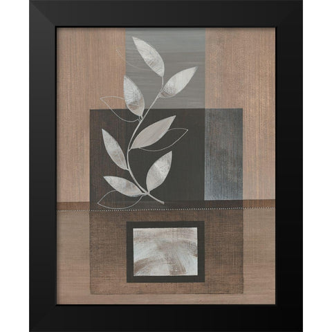 Metallic Leaves I Black Modern Wood Framed Art Print by Jugeat