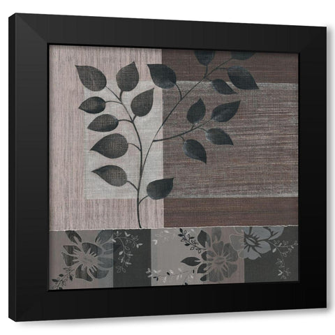 Metallic Leaves III Black Modern Wood Framed Art Print by Jugeat