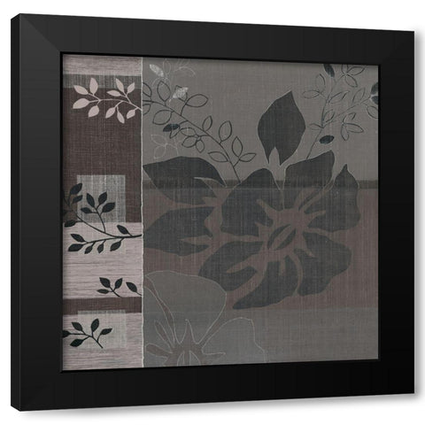 Metallic Leaves IV Black Modern Wood Framed Art Print by Jugeat