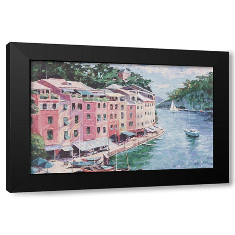Pink Houses I Black Modern Wood Framed Art Print by Unknown