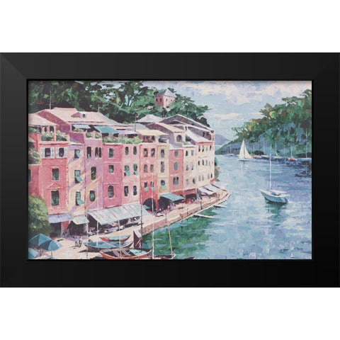 Pink Houses I Black Modern Wood Framed Art Print by Unknown