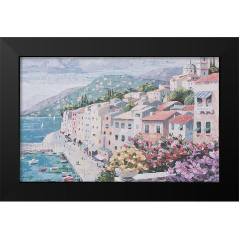 Pink Houses II Black Modern Wood Framed Art Print by Unknown