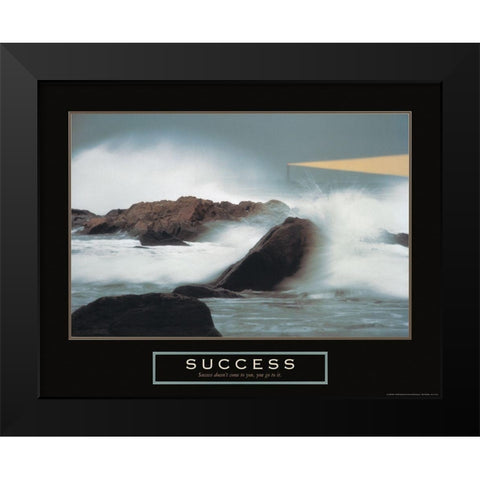 Success - Lighthouse Black Modern Wood Framed Art Print by Frontline