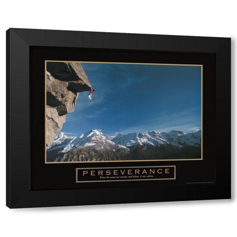 Perseverance - Cliffhanger Black Modern Wood Framed Art Print with Double Matting by Frontline