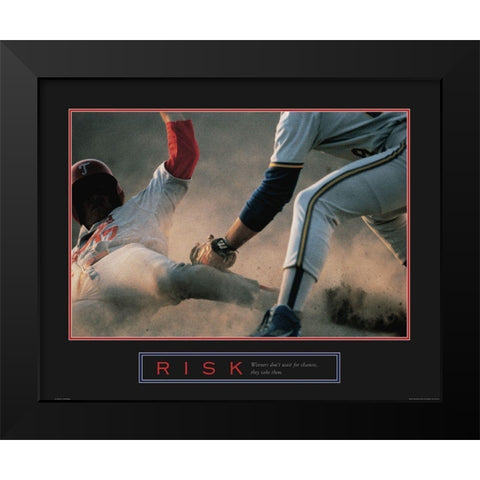 Risk - Baseball Black Modern Wood Framed Art Print by Frontline