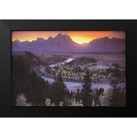 Lazy River Black Modern Wood Framed Art Print by Unknown