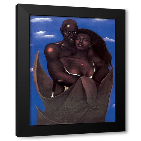 Embrace Black Modern Wood Framed Art Print with Double Matting by Unknown